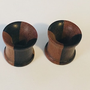 Wood ear plugs tunnels brown & Black 6mm 2g or 8mm 0g gauges handmade earrings tribal jewelry