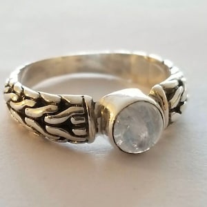 Genuine Moonstone Gemstone braided ring 925 sterling silver handmade