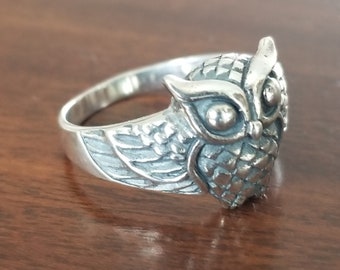 Flying owl ring 925 sterling silver handmade band