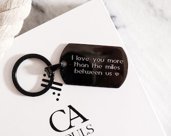 PERSONALIZED dog tag Keychain - Morse Code Coordinates Engraved Bar Key Chain - Father's day gift for Brother Father Boyfriend - Gunner