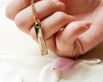 Custom Engraved Necklace for her, Birthstone Necklace for Mom, Birthstone Necklace, Name Necklace, Mothers Day Gift, Gift for Her - Ruth