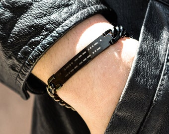 Pulsera de código Morse personalizada para hombre • Regalo del día del padre para novio, hermano, padre, esposo, padrino • Pulsera con mensaje oculto / 'Zayne'