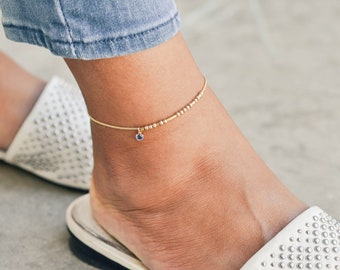 Personalized ANKLET in Morse code | Dainty, Birthstone Anklet Gift, Birthday Gift for Sister, BFF, Best Friend, Cousin gift | 'Ann' Anklet