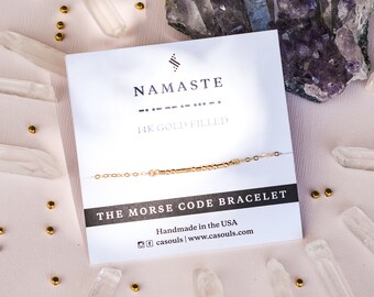 NAMASTE Morse code bracelet • Namaste Morse code Necklace • Yoga Bracelet • Yogi Jewelry • Inspirational Necklace • Lou