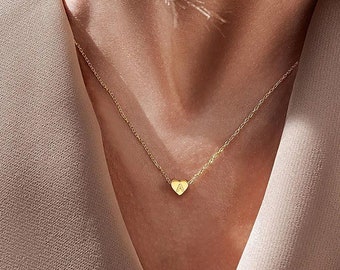 Heart Initial Necklace: Stainless Steel Personalized Charm (15.5in)