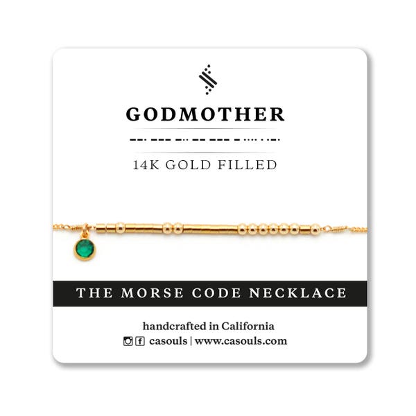 Gift for Godmother Mother • Morse Code Birthstone Necklace Bracelet • Godmother's Asking Gift, Baby's Baptism Gift, New Baby Gift -"Ann"