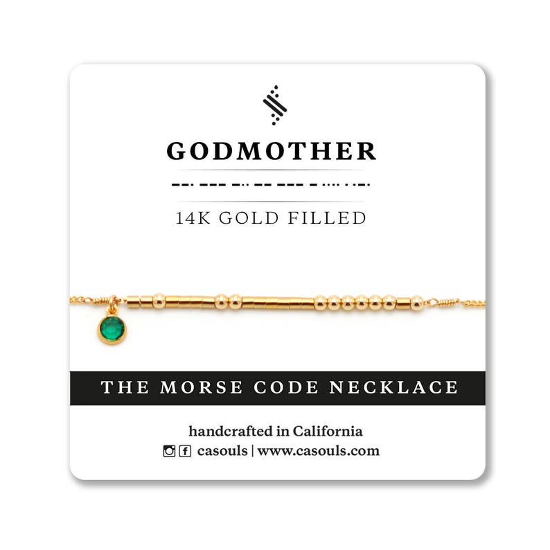 Gift for Godmother Mother Morse Code Birthstone Necklace Bracelet Godmother's Asking Gift, Baby's Baptism Gift, New Baby Gift Ann image 1
