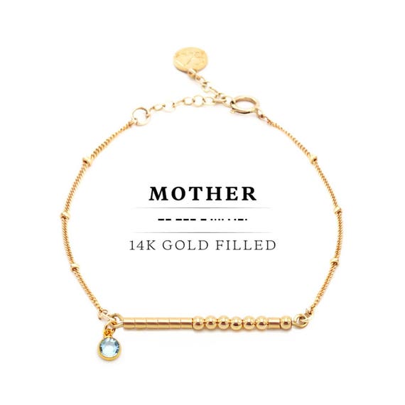 MOTHER Morse Code Bracelet with Swarovski Birthstone? Mother's Day Gift for Mom, Mama, Wife, Mother, Mom-to-be, Young Mom | 'Chloe'