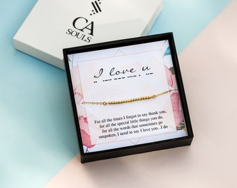 I LOVE U Morse Code Bracelet and Necklace • Valentine's day gift to Mother, Grandma, Aunt • I love you jewelry • V-day Gift • message 9