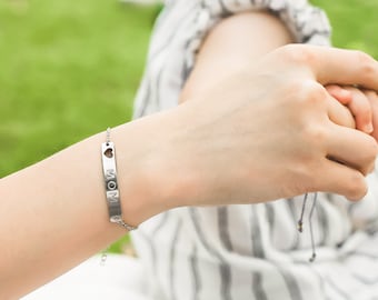 Custom Morse Code Engraved Bar Bracelet - Heart Bar Bracelet Unique Anniversary Gift For Best Friends Sister Mom Girlfriend Cousin - Gemma