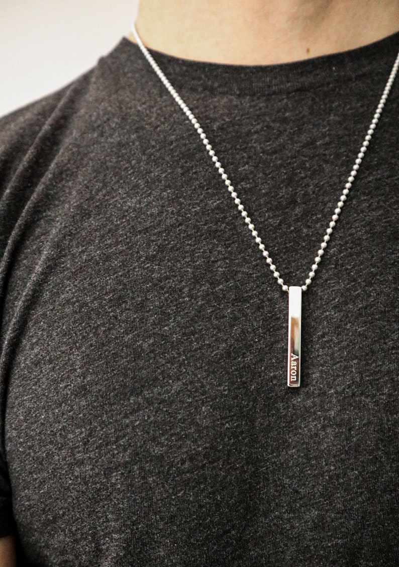 PERSONALIZED Men Bar Necklace Morse Code Coordinates Engraved Bar Necklace Unique Men Necklace Brother Father Boyfriend Gift Ciar image 8