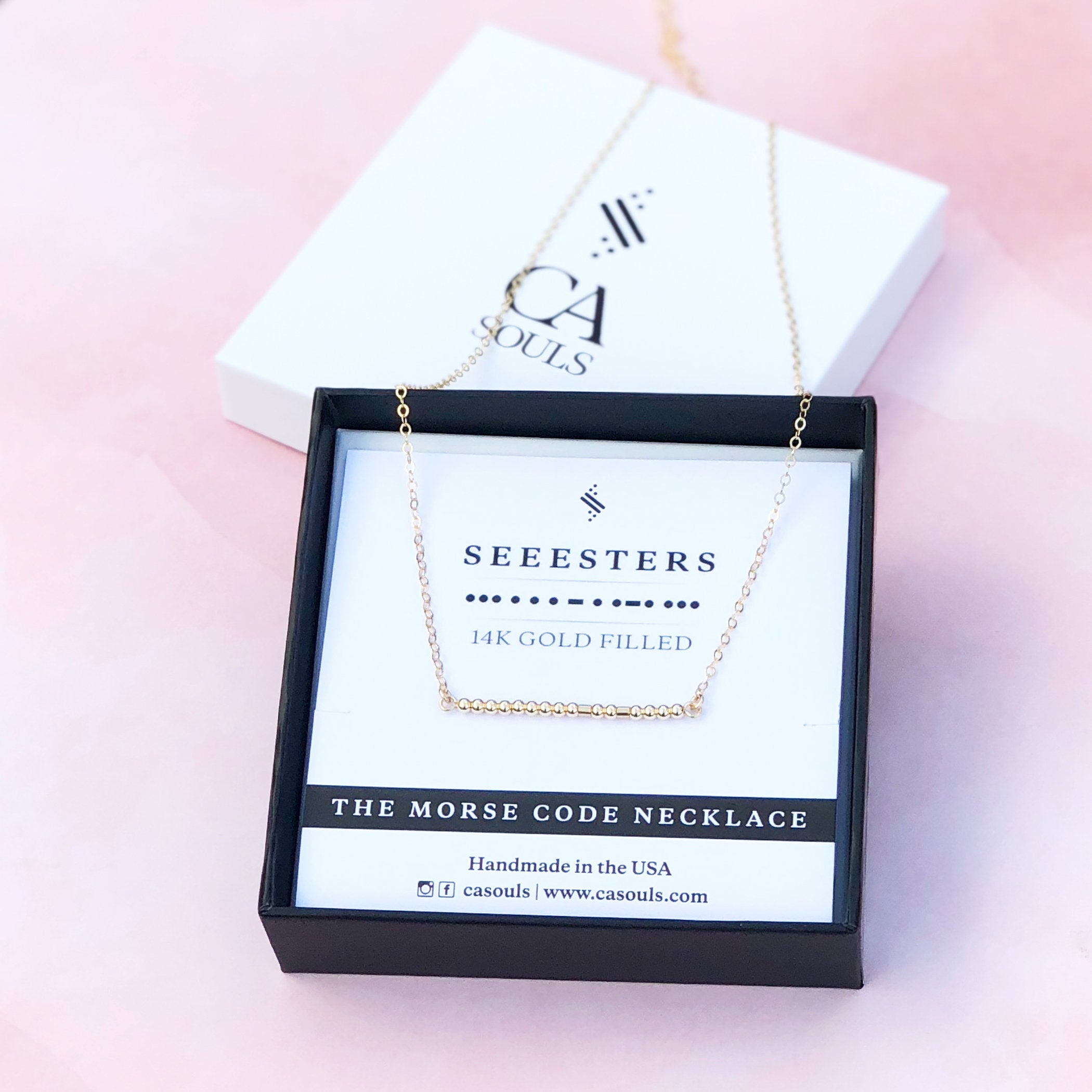CUSTOM Schwester Geschenk • Morse-Code Halskette • Geheime Nachricht im Morse-Code • Bestes einzigartiges Muttertagsgeschenk - 'Lou' Halskette