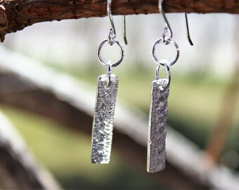 Fine silver textured earrings