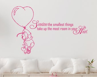 Winnie the Pooh Quote Wall Decal Vinyl Sticker Decals Quotes Sometimes The Smallest ... in Your Heart Nursery Decor Kids Baby Room Art ZX213