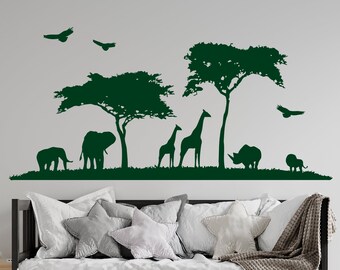 Safari Wall Decal African Safari Nursery Decor Africa Jungle Bedroom Dorm ZX123