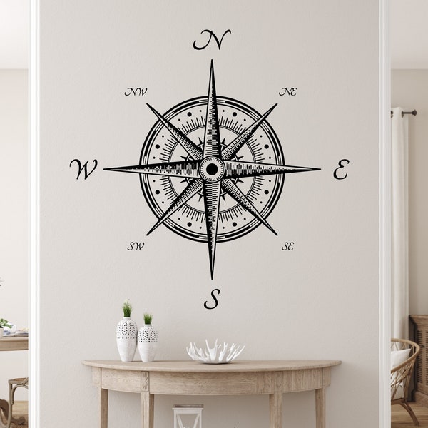 Compass Wall Decal Nautical Compass Rose Navigate Vinyl Sticker Decals Art Home Decor Wall Decal Living Room Bedroom Ship Ocean Sea ZX173