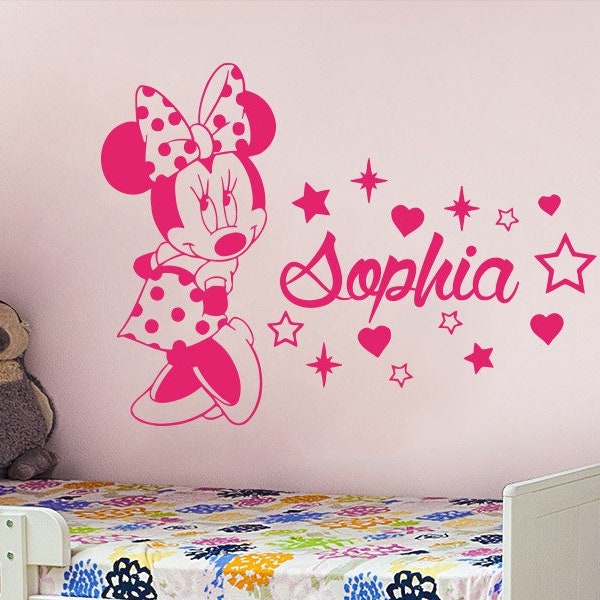 40 OFF - Baby Girl Name Wall Decal Minnie Mouse Vinyl Decal Custom Name Decal Personalized Baby Girl Name Decor Bedroom Nursery Room - ZX58