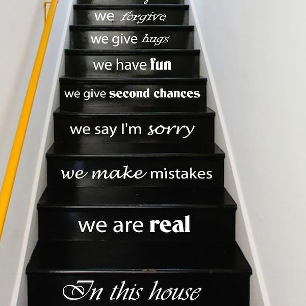 Stair Decals Quotes Stairway Decals Quote - In This House We Do - Vinyl Stickers lettering Family Home Decor Staircase Decal ZX230