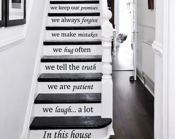 Stair Decals Quotes Stairway Decals Quote - In This House We Do - Vinyl Stickers lettering Family Home Decor Staircase Decal ZX229