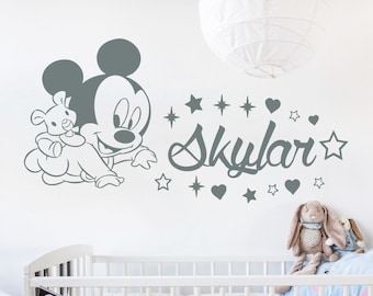Baby Mickey Mouse Sticker Custom Name Decals Personalized