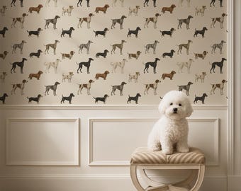 Chic Dog Breed Wallpaper: Bright & Playful Pet Lover Décor