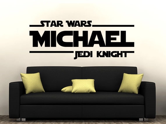 Star Wars Name Aufkleber Zitat Jedi Knight Vinyl Wall Decals Aufkleber Custom Personalisierte Namen Dekor Kinder Teens Jungen Zimmer Kinderzimmer
