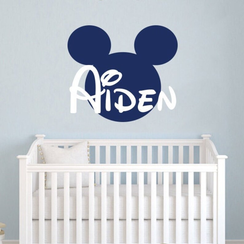 Name Wall Decal Mickey Mouse Head Ears Vinyl Decals Sticker Etsy