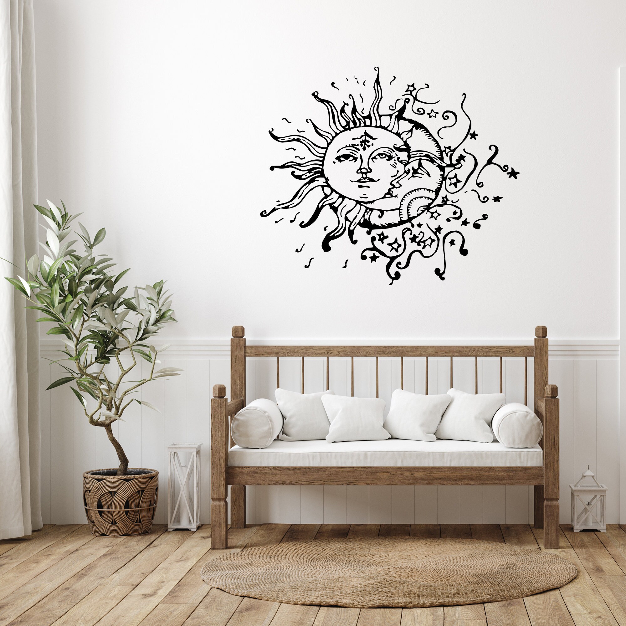 Moon Wall Decal Vinyl Sticker Decals Sun and Moon Crescent Dual Ethnic ...