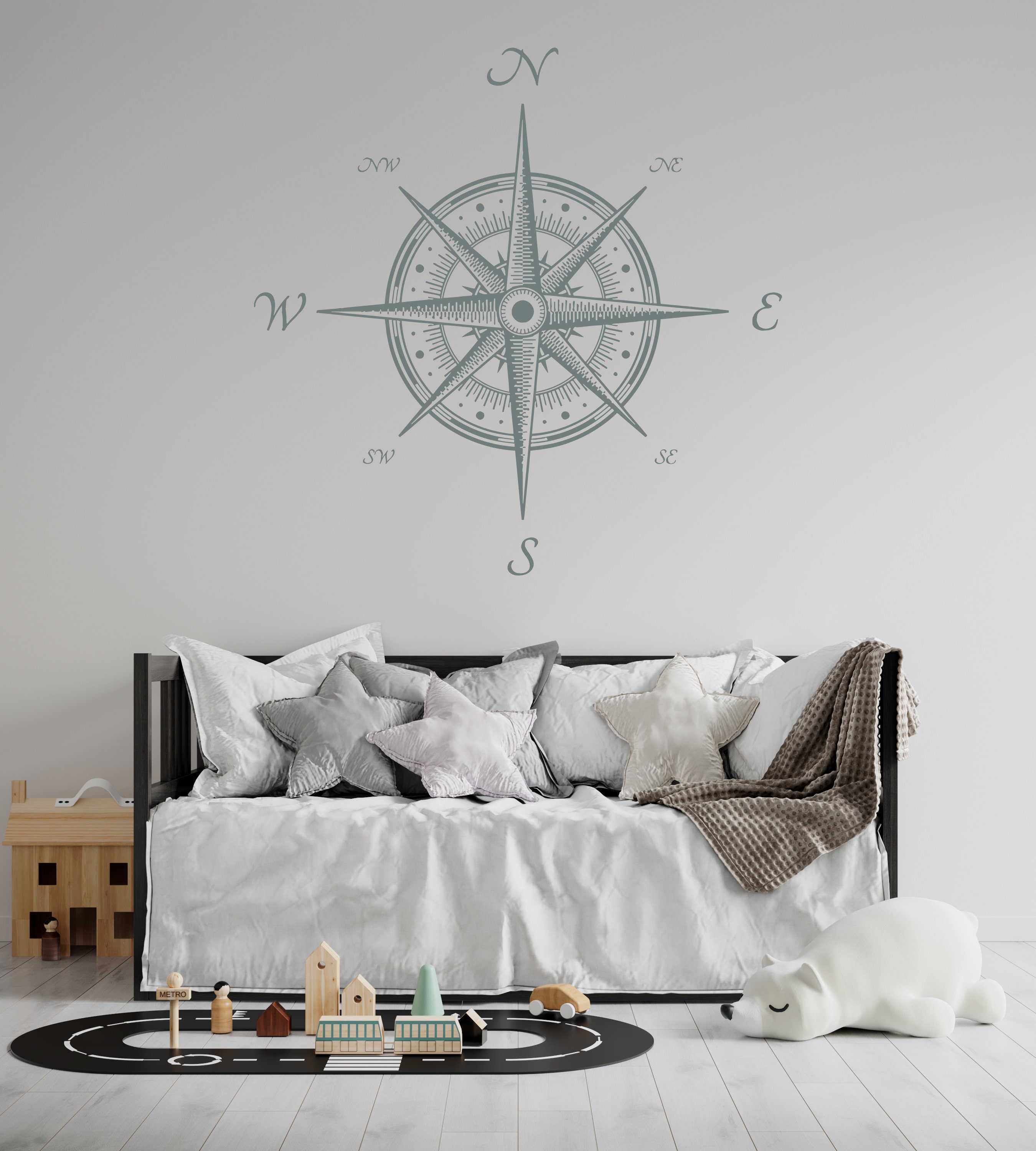 Compass Wall Decal Nautical Compass Rose Navigate Vinyl Sticker Decals ...