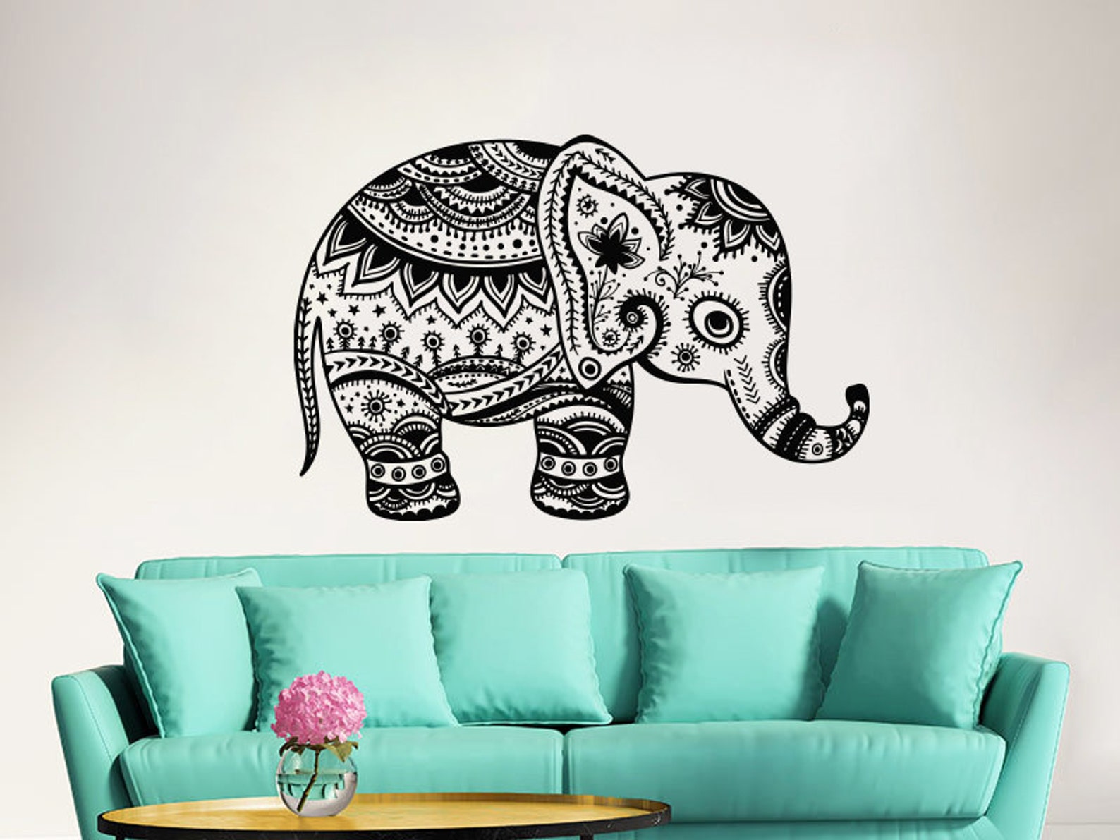 Elephant Wall Decal Stickers Floral Patterns Yoga Decals Home Etsy
