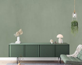 Sage Green Textured Wallpaper: Faux Limewash Plaster Effect, Modern Minimalist Wall Mural