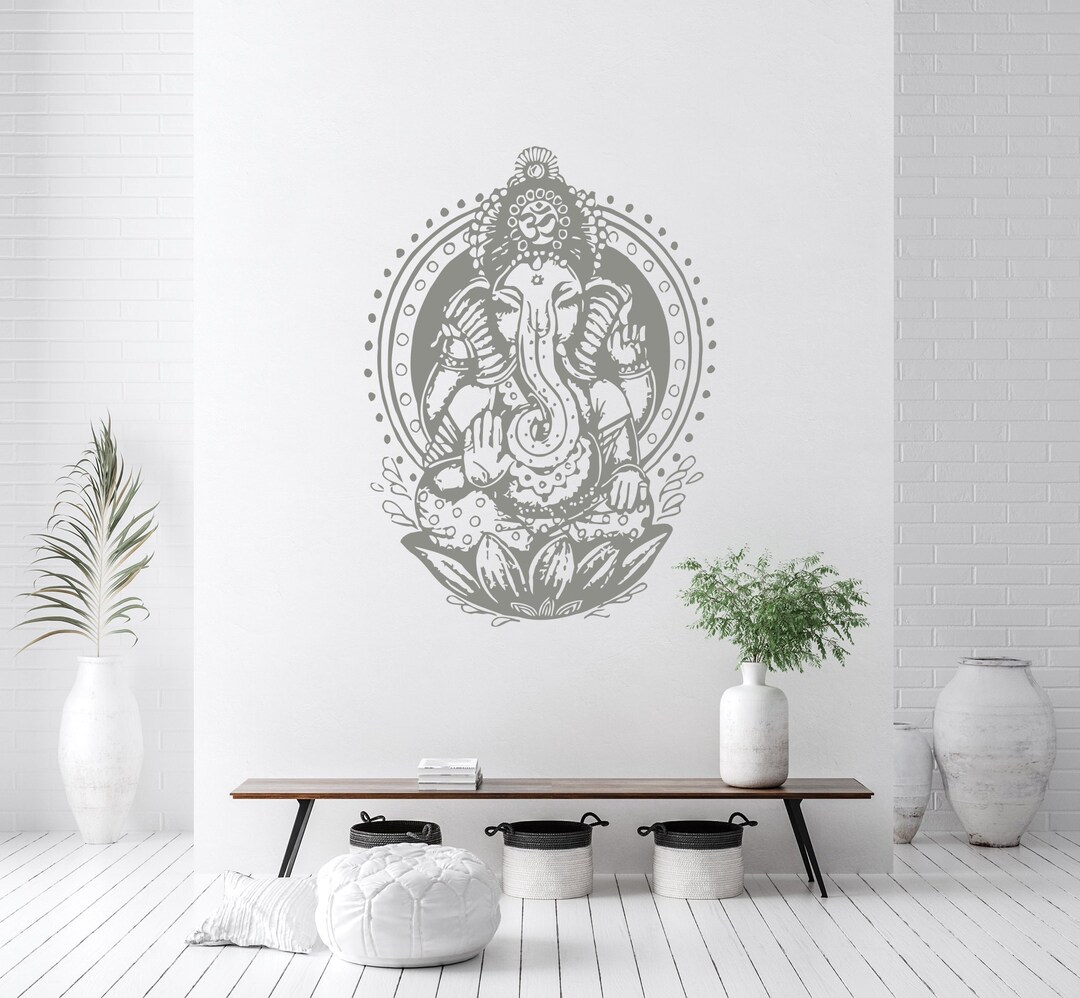 Elephant Wall Decal Vinyl Stickers Yoga Ganesh Decals Tribal Buddha Om