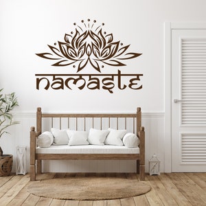Namaste Wall Decal Quote Lotus Flower Vinyl Sticker Decals Quotes ...