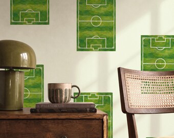 Football Field Wallpaper, Soccer Pitch Peel and Stick Wallpaper, Boys Room Wall Décor, Sports Theme Wallpaper, Removable Wall Covering