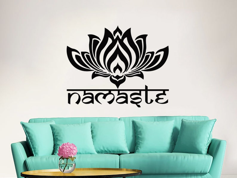 Namaste Wall Decal Quote Lotus Flower Vinyl Sticker Decals | Etsy