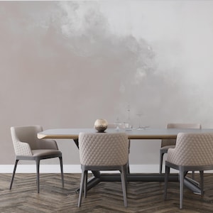 Minimalist Gradient Wall Mural, Neutral Ombre Wallpaper, Subtle Watercolor Wash Effect, Beige Grey Abstract Decor, Peel and Stick Option