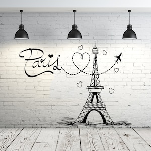 Eiffel Tower Wall Decal Vinyl Stickers Decals Art Home Decor Mural Vinyl Lettering Wall Decal Paris Silhouette France Bedroom Dorm ZX249