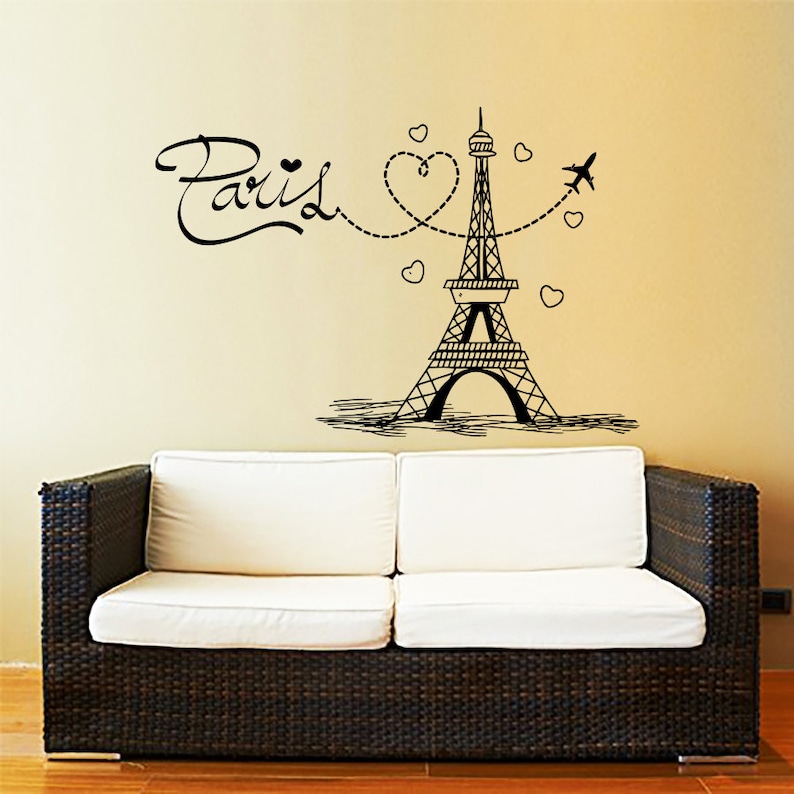 Eiffel Tower Wall Decal Vinyl Stickers Decals Art Home Decor Etsy