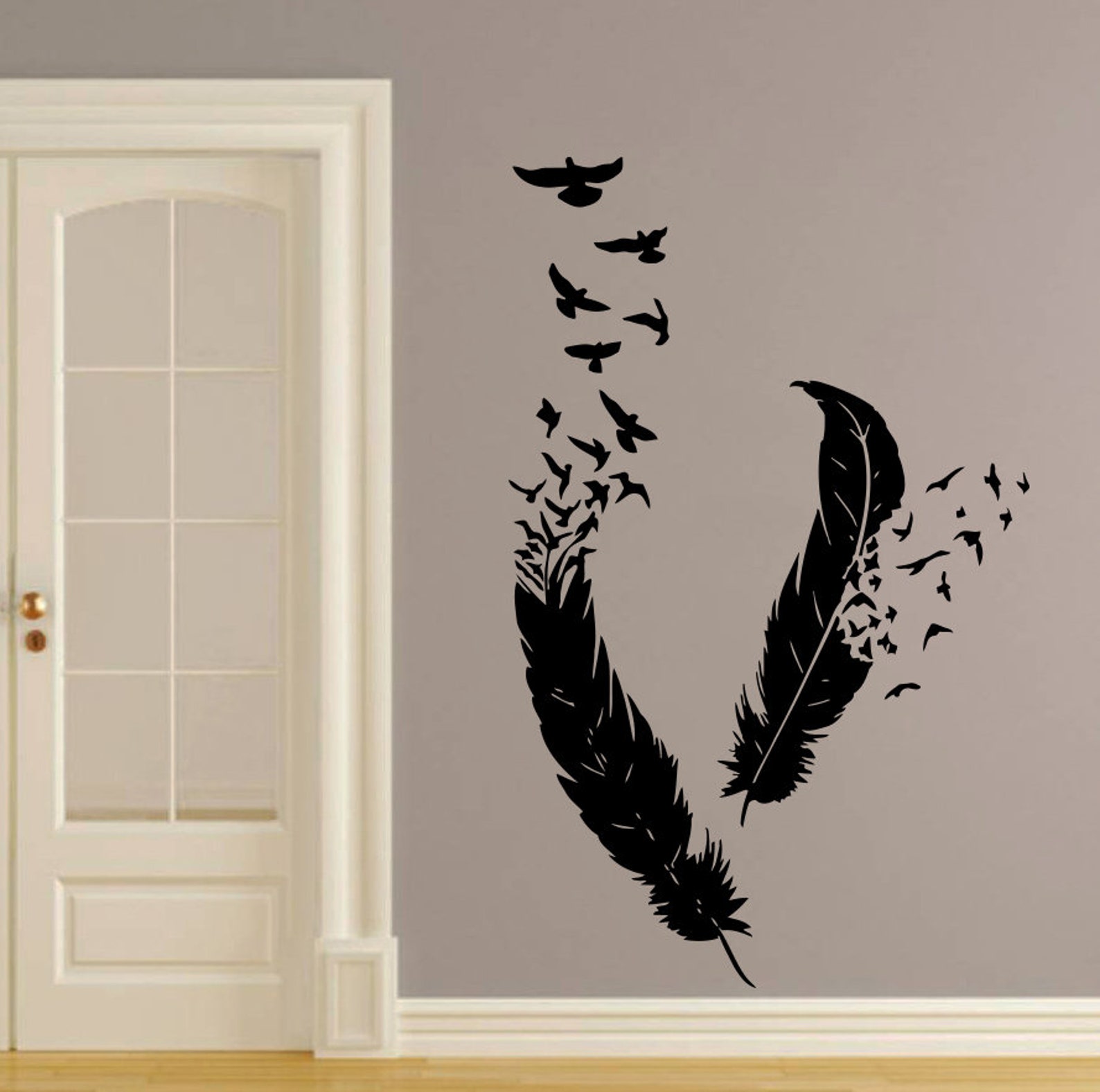 Feather Wall Decal Vinyl Sticker Decals Bird Home Decor Art Etsy