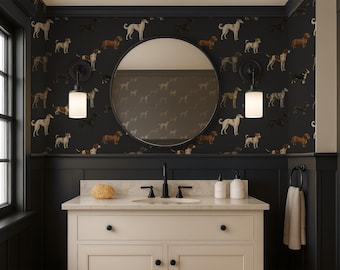 Dog Pattern Removable Wallpaper, Custom Dog Lover Gift Wallpaper, Modern Dog Design Peel and Stick Wallpaper