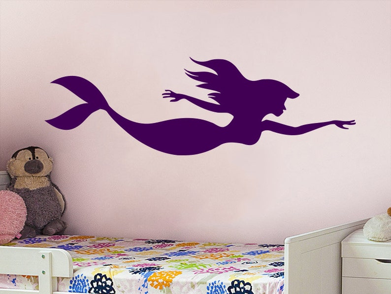 Mermaid Wall Decal Vinyl Sticker Decals Nymph Girl Tail Sea Animal Sea Ocean Bathroom Home Decor Bedroom Dorm Girls Nursery Kids Art ZX151