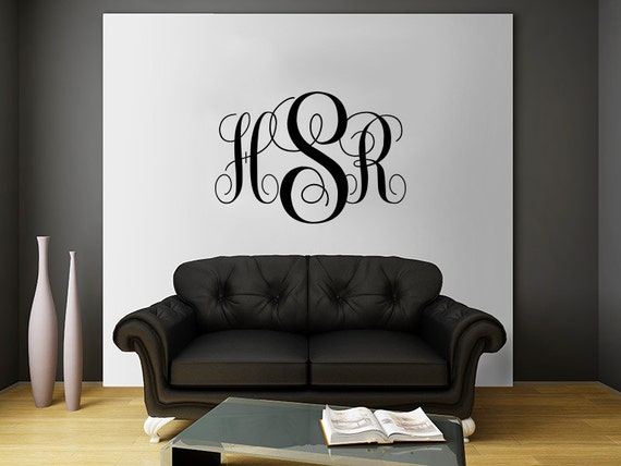 Monogram Wall Decal Family Decor Vinyl Lettering Sticker Custom Decals ...