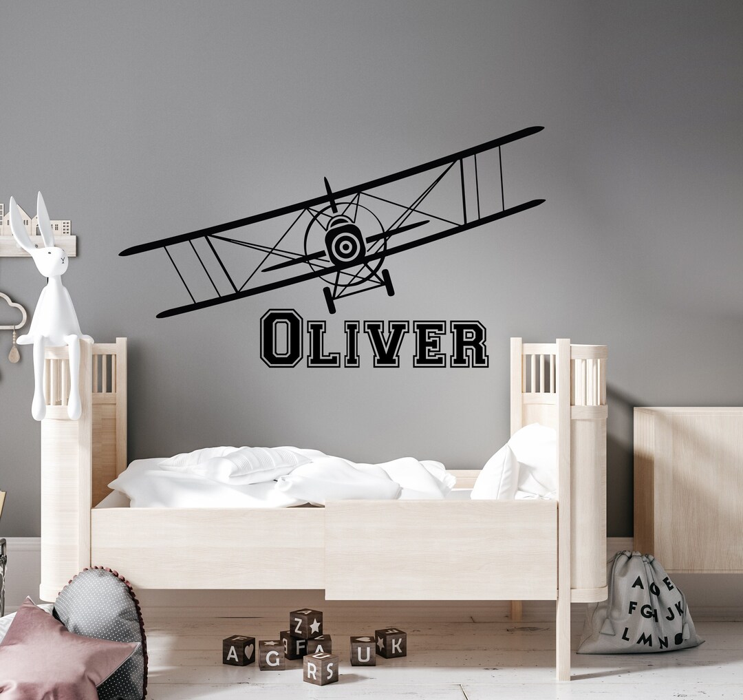 Airplane Wall Decal Name Vinyl Sticker Decals Personalized Custom Name ...