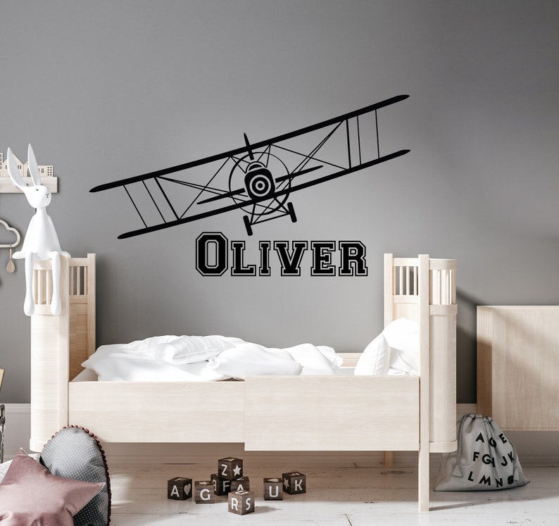 Airplane Wall Decal Name Vinyl Sticker Decals Personalized Custom Name ...