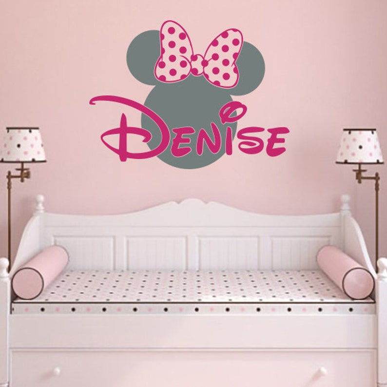 girl name wall decal minnie mouse vinyl decals sticker custom | etsy