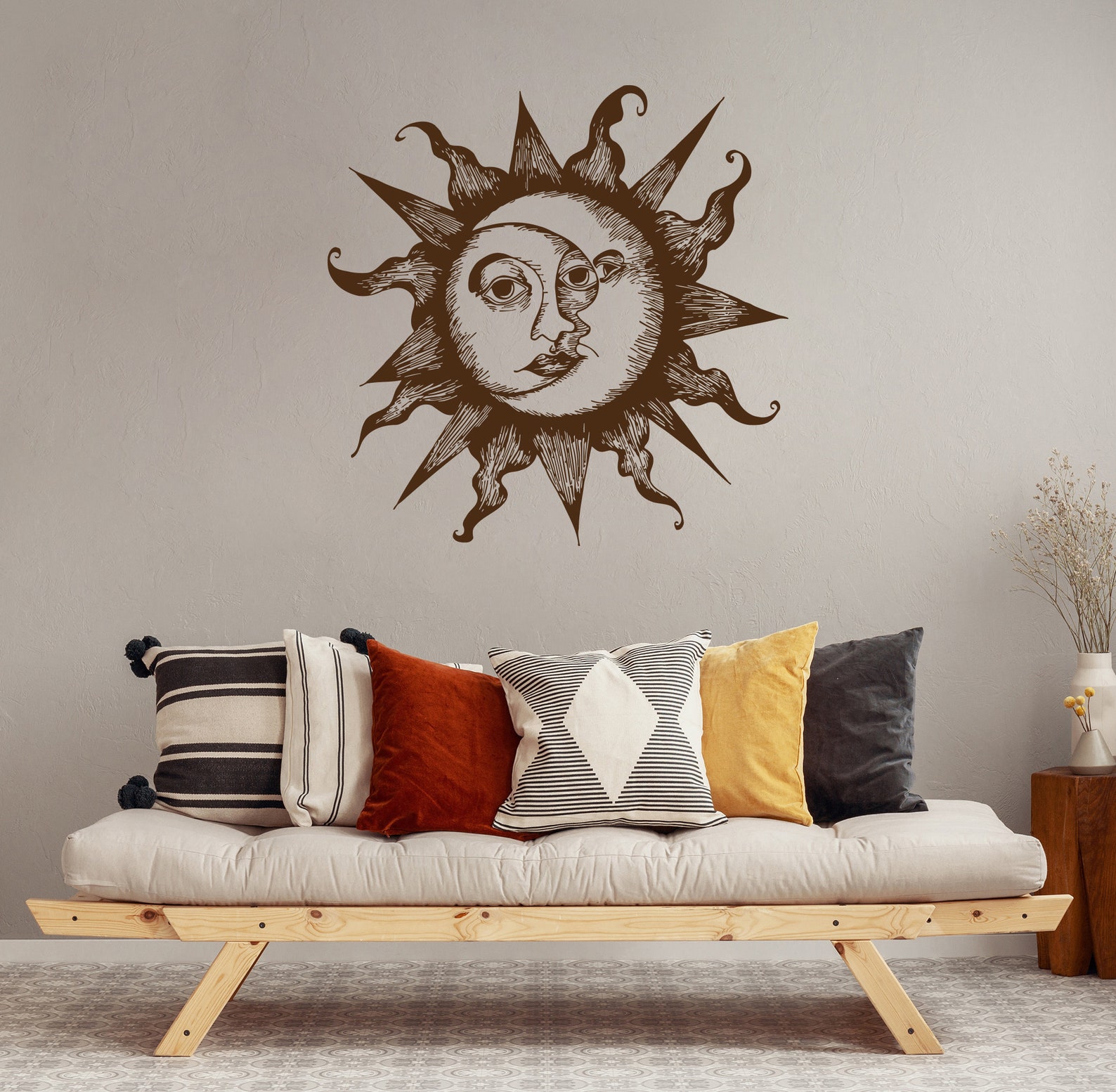 Moon Wall Decal Vinyl Sticker Decals Sun and Moon Crescent Etsy
