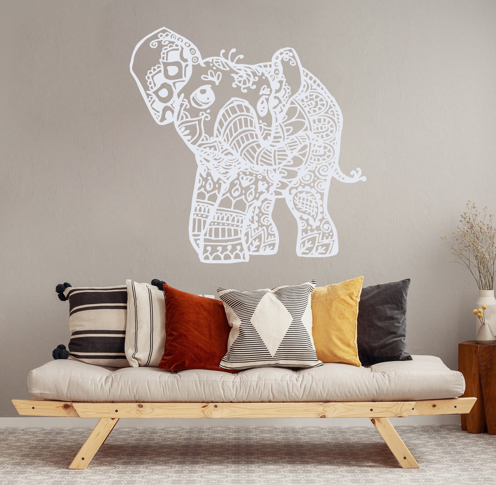 Elephant Wall Decal Stickers Floral Patterns Yoga Decals Home Etsy