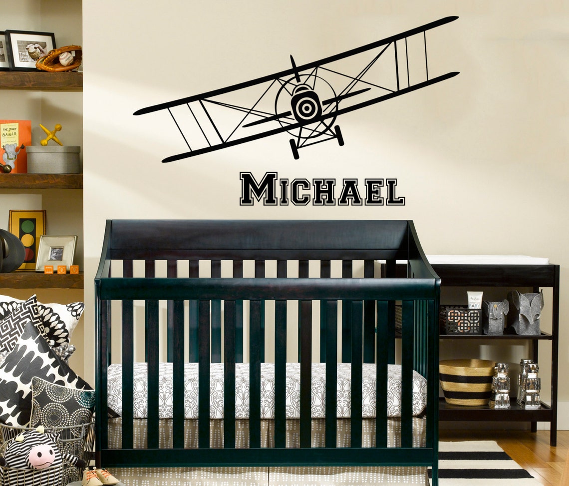 Airplane Wall Decal Name Vinyl Sticker Decals Personalized | Etsy