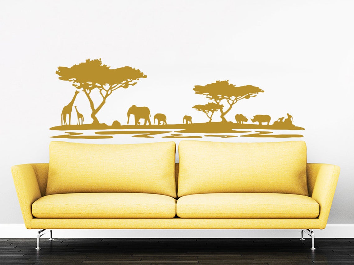 Safari Wall Decal Vinyl Stickers Decals Home Decor Animal Wall Etsy