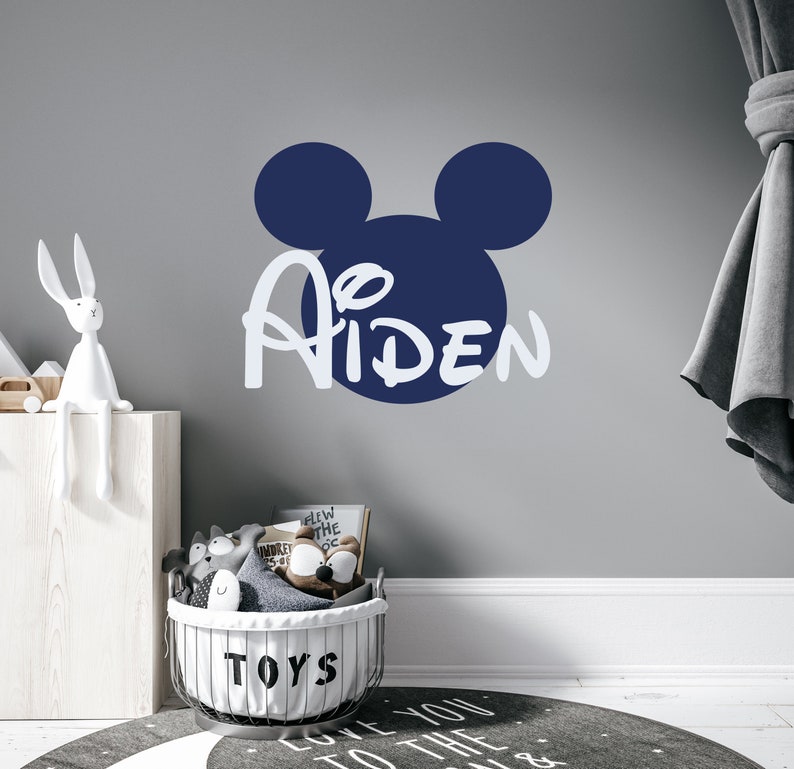 Name Wall Decal Mickey Mouse Head Ears Vinyl Decals Sticker Etsy